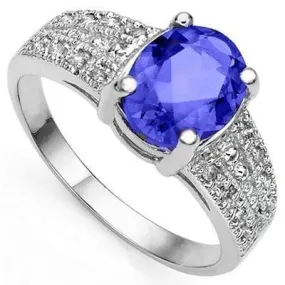 ALLURING 1.332 CARAT TW (17 PCS) GENUINE TANZANITE & GENUINE DIAMOND 10K SOLID W