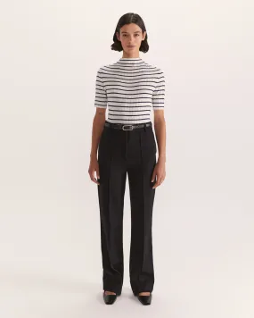 Melody Short Sleeve Knit in Whitenavy - SABA