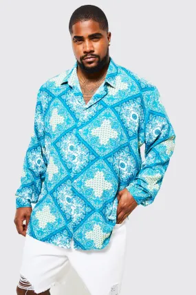 Plus Long Sleeve Print Shirt